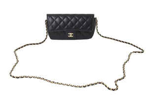 CHANEL シャネル マトラッセ ポシェット チェーンショルダーバッグ メガネケース 31番台 キャビアスキン ブラック 美品 中古 4c067178