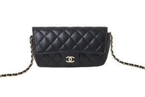 CHANEL シャネル マトラッセ ポシェット チェーンショルダーバッグ メガネケース 31番台 キャビアスキン ブラック 美品 中古 4c067178
