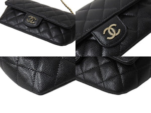 CHANEL シャネル マトラッセ ポシェット チェーンショルダーバッグ メガネケース 31番台 キャビアスキン ブラック 美品 中古 4c067178