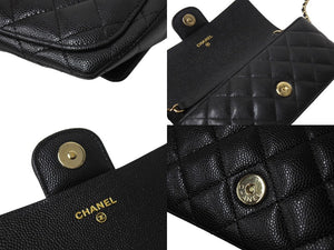 CHANEL シャネル マトラッセ ポシェット チェーンショルダーバッグ メガネケース 31番台 キャビアスキン ブラック 美品 中古 4c067178
