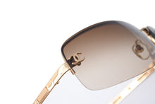 Load image into Gallery viewer, CHANEL シャネル リムレス サングラス サイズ65□15 120 ココマーク ブラウン グラデーション ゴールド プラスチック 美品 中古 4c067180