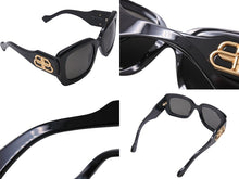 Load image into Gallery viewer, BALENCIAGA バレンシアガ サングラス BB0069S サイズ53□23 135 ブラック ゴールド プラスチック BBロゴ 美品 中古 4c067182