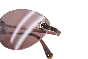 極美品 CHANEL シャネル リムレス サングラス 4003 c.116/75 サイズ53□19 130 ココマーク ブラウン プラスチック 中古 4c067183