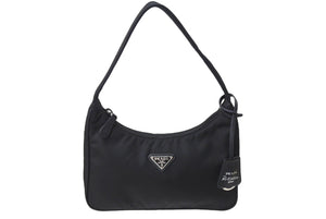 PRADA プラダ ホーボー RE-EDITION 2000 ホーボー ハンドバッグ トライアングル ブラック ナイロン 1NE515 美品 中古 4c067185 