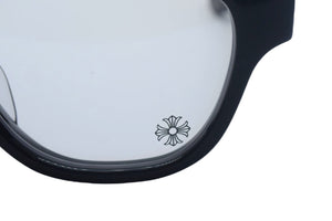 CHROME HEARTS クロムハーツ CUNTVOLUTED 伊達メガネ BK-18KGP サイズ49□23 147 ブラック ゴールドカラー プラスチック 美品 中古 4c067401