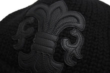 Load image into Gallery viewer, 極美品 ChromeHearts クロムハーツ レザーパッチビーニー カシミヤニットキャップ BSフレアパッチフレアボール付き 中古 4c067406