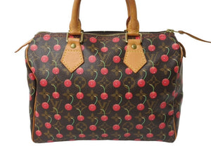 LOUIS VUITTON ルイヴィトン スピーディ25 ハンドバッグ M95009 村上隆 モノグラムチェリー ブラウン 美品 中古 4c067409
