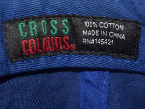 CROSS COLOURS クロスカラーズ キャップ ヴィンテージ 90s 1990 NATION 刺繍 フリーサイズ ブルー コットン 美品 中古 4c067436