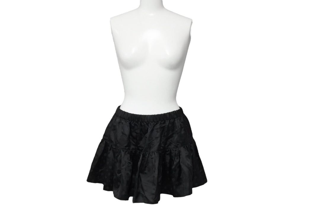 極美品 CHROME HEARTS クロムハーツ マルチロゴ フレア ミニ スカート ブラック シルク ロゴ CHクロス BSフレア 中古 4c067437