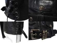 Load image into Gallery viewer, CHROME HEARTS クロムハーツ JJ DEAN ライダースジャケット サイズM ブラック レオパード ハラコ レザー シルバー925 美品 中古 4c067438