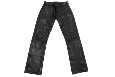 CHROME HEARTS クロムハーツ フレアニー カーペンター レザーパンツ ブラック シルバー925 ロゴ サイズ33 美品 中古 4c067446