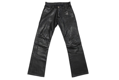 CHROME HEARTS クロムハーツ フレアニー カーペンター レザーパンツ ブラック シルバー925 ロゴ サイズ30 美品 中古 4c067447