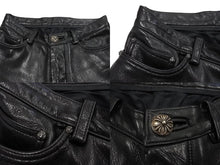 Load image into Gallery viewer, CHROME HEARTS クロムハーツ フレアニー カーペンター レザーパンツ ブラック シルバー925 ロゴ サイズ30 美品 中古 4c067447