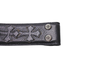 CHROME HEARTS クロムハーツ クロスパッチ ベルトストラップ サイズ30 レザー シルバー925 ブラック 美品 中古 4c067449