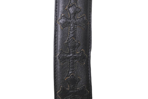 CHROME HEARTS クロムハーツ クロスパッチ ベルトストラップ サイズ30 レザー シルバー925 ブラック 美品 中古 4c067449