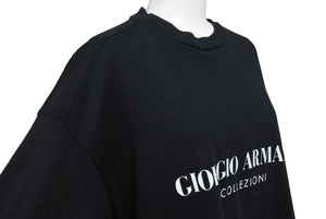 GIORGIO ARMANI ジョルジオアルマーニ 長袖Tシャツ イタリア製 コットン ブラック ホワイト サイズM 美品 中古 4c067461