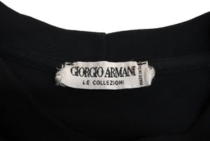 GIORGIO ARMANI ジョルジオアルマーニ 長袖Tシャツ イタリア製 コットン ブラック ホワイト サイズM 美品 中古 4c067461