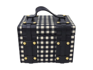 VERSACE ヴェルサーチ バニティトランク メデューサ ギンガムチェック ヴィンテージ ブラック ホワイト 美品 中古 4c067469 