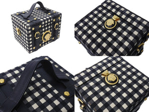 VERSACE ヴェルサーチ バニティトランク メデューサ ギンガムチェック ヴィンテージ ブラック ホワイト 美品 中古 4c067469 