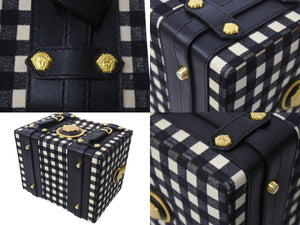 VERSACE ヴェルサーチ バニティトランク メデューサ ギンガムチェック ヴィンテージ ブラック ホワイト 美品 中古 4c067469 