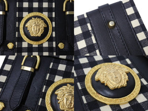 VERSACE ヴェルサーチ バニティトランク メデューサ ギンガムチェック ヴィンテージ ブラック ホワイト 美品 中古 4c067469 
