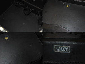 VERSACE ヴェルサーチ バニティトランク メデューサ ギンガムチェック ヴィンテージ ブラック ホワイト 美品 中古 4c067469 