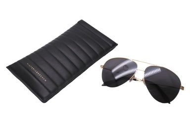 極美品 Victoria Beckham ヴィクトリアベッカム サングラス ティアドロップ VBS90 C62 62□13 145 ブラック ゴールド 中古 4c067472