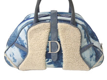 Load image into Gallery viewer, Christian Dior クリスチャンディオール サドル ハンドバッグ ガリアーノ期 MA0090 キャンバス ムートン ブルー 美品 中古 4c067477