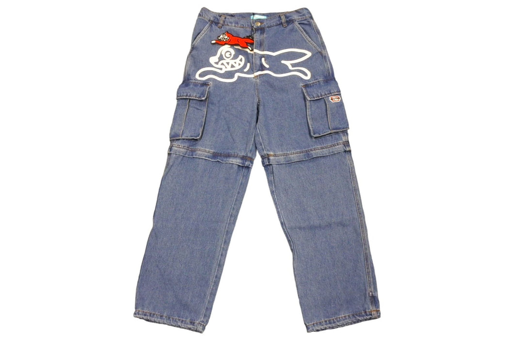 新品未使用 Billionaire Boys Club ビリオネアボーイズクラブ 2WAY ウォッシュドデニム カーゴパンツ ブルー デニム ICEJP241P002 サイズM 中古 4c067481