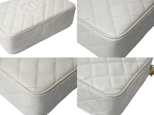 CHANEL シャネル ショルダーバッグ 2番台 ココマーク ココボール ホワイト キャビアスキン ゴールド金具 美品 中古 4c067493cc