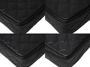 CHANEL シャネル マトラッセ ショルダーバッグ ココマーク 2番台 キャビアスキン ブラック ゴールド金具 美品 中古 4c067494