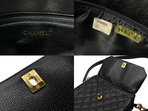 CHANEL シャネル マトラッセ ショルダーバッグ ココマーク 2番台 キャビアスキン ブラック ゴールド金具 美品 中古 4c067494