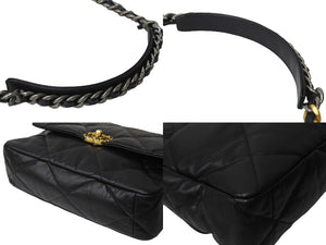 CHANEL シャネル19 マトラッセ ショルダーバッグ AS1161 30番台 ラムスキン ブラック ゴールド金具 美品 中古 4c067498