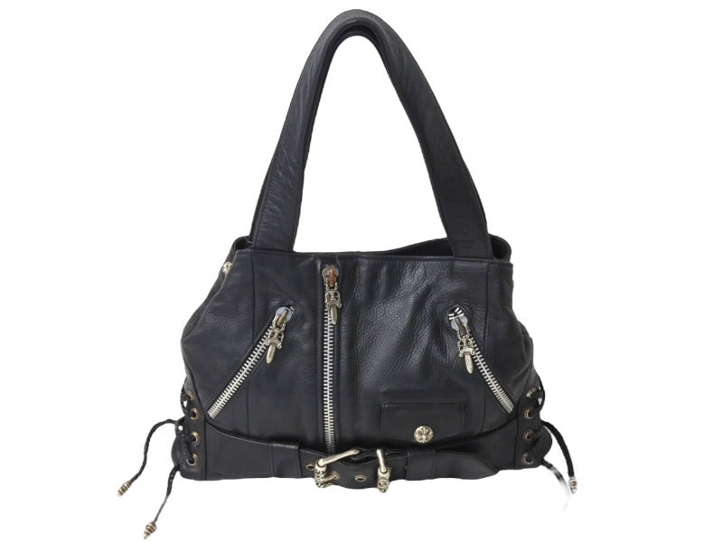 ChromeHearts クロムハーツ CH Plain JJDean Bag プレインJJディーンバッグ レザー シルバー925 ブラック 美品 中古 4c067513