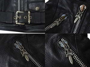 ChromeHearts クロムハーツ CH Plain JJDean Bag プレインJJディーンバッグ レザー シルバー925 ブラック 美品 中古 4c067513