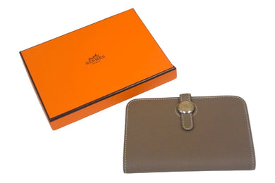 新品同様 HERMES エルメス ドゴン コインケース 二つ折り財布 B刻印 フランス製 シルバー金具 ブラウン 中古 4c067521