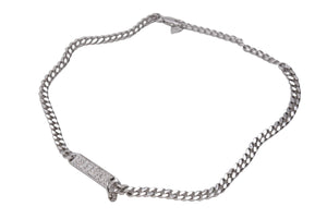 極美品 Dior ディオール ネックレス チョーカー 重量17.3g シルバーカラー メタル ラインストーン アクセサリー 中古 4c067540