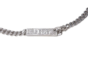 極美品 Dior ディオール ネックレス チョーカー 重量17.3g シルバーカラー メタル ラインストーン アクセサリー 中古 4c067540