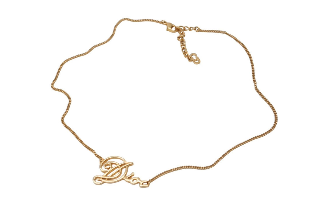 Christian Dior クリスチャンディオール グラフィティ ロゴ ネックレス ゴールド 6.4g メッキ アクセサリー ジュエリー 美品 中古 4c067541