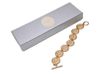 極美品 Christian Dior クリスチャンディオール ブレスレット 全長19.5cm 幅2.2cm ゴールドカラー メタル アクセサリー 中古 4c067542