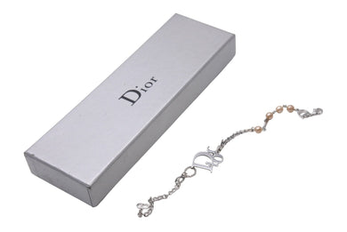 Christian Dior クリスチャンディオール ブレスレット 全長23cm ロゴデザイン シルバーカラー メタル アクセサリー 美品 中古 4c067544