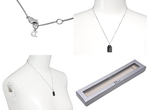 極美品 Dior ディオール ネックレス チョーカー Dior couture ディオール クチュール シルバーカラー ブラック メタル 中古 4c067546