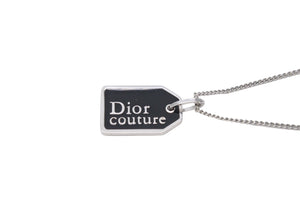極美品 Dior ディオール ネックレス チョーカー Dior couture ディオール クチュール シルバーカラー ブラック メタル 中古 4c067546