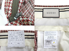 画像をギャラリービューアに読み込む, GUCCI グッチ トラウザーズ パンツ ツイードウール ナイロン レッド ホワイト ベージュ ブラック サイズ46 美品 中古 4c067549 