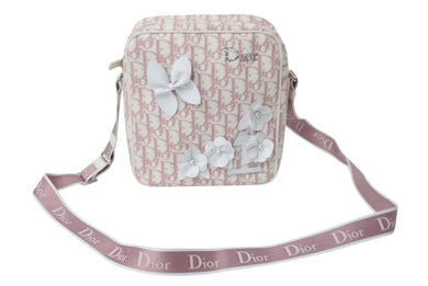 極美品 Christian Dior クリスチャンディオール ショルダーバッグ BOL1003 ヴィンテージ トロッター柄 ピンク ラインストーン 中古 4c067558