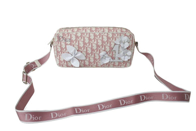 極美品 ChristianDior クリスチャンディオール トロッター ショルダーバッグ ガーリーライン ラインストーン ピンク 中古 4c067559