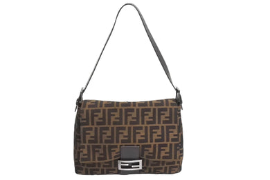 FENDI フェンディ マンマバケット ハンドバッグ ズッカ柄 ズッカブラウン シルバー金具 美品 中古 4c067595 