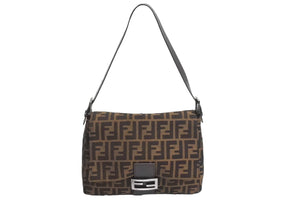 FENDI フェンディ マンマバケット ハンドバッグ ズッカ柄 ズッカブラウン シルバー金具 美品 中古 4c067595 
