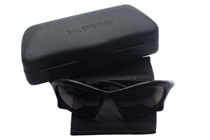 BALENCIAGA バレンシアガ Bat Rectangle サングラス バイオベースインジェクションナイロン ブラック サイズ59□20 美品 中古 4c067599