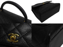 Load image into Gallery viewer, 極美品 CHANEL シャネル マトラッセ ココマーク ハンドバッグ 7番台 フランス製 キャビアスキン ブラック ゴールド 中古 4c067602